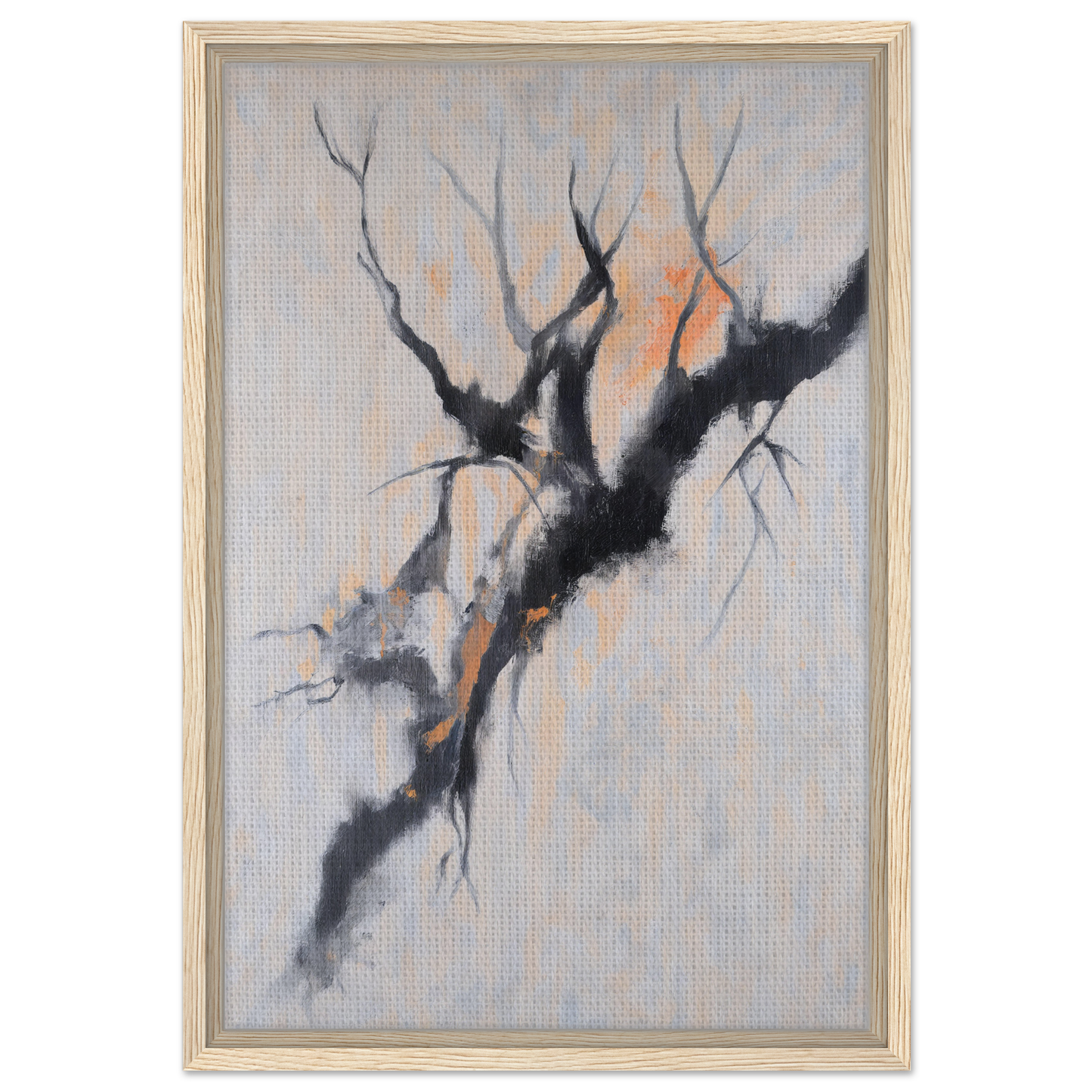 Abstract painting of gnarled tree branch in Branches’ Mirage Serenity framed canvas print