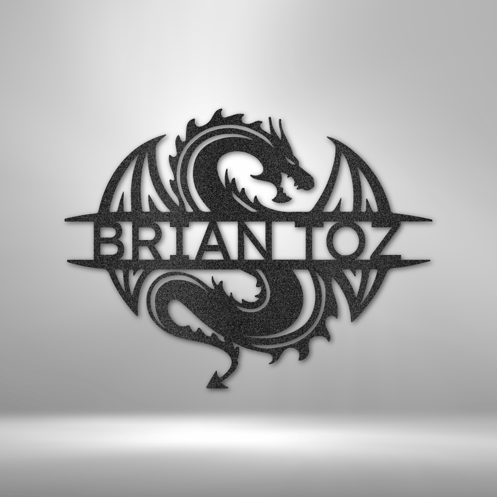 Stylized dragon logo with the text ’BRIAN TOZ’ integrated into its design.