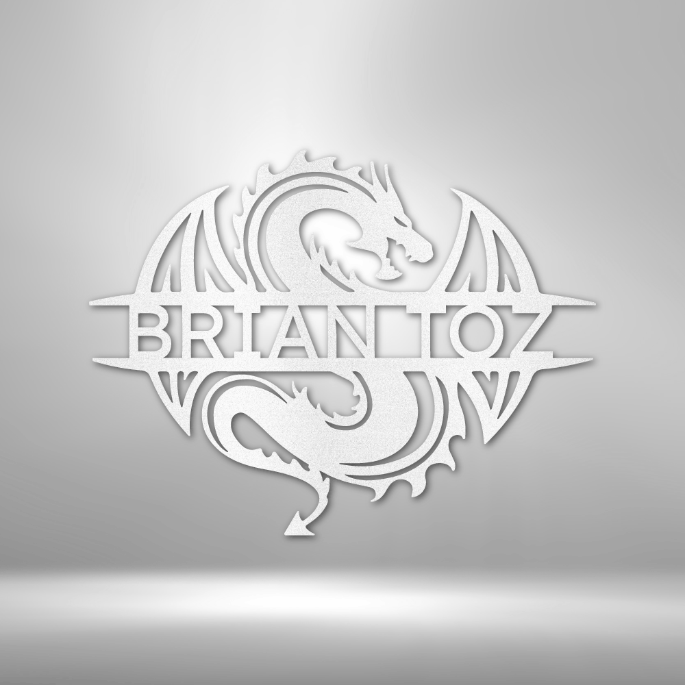 White embossed logo featuring a stylized dragon and the text ’BRIAN TOZ’.