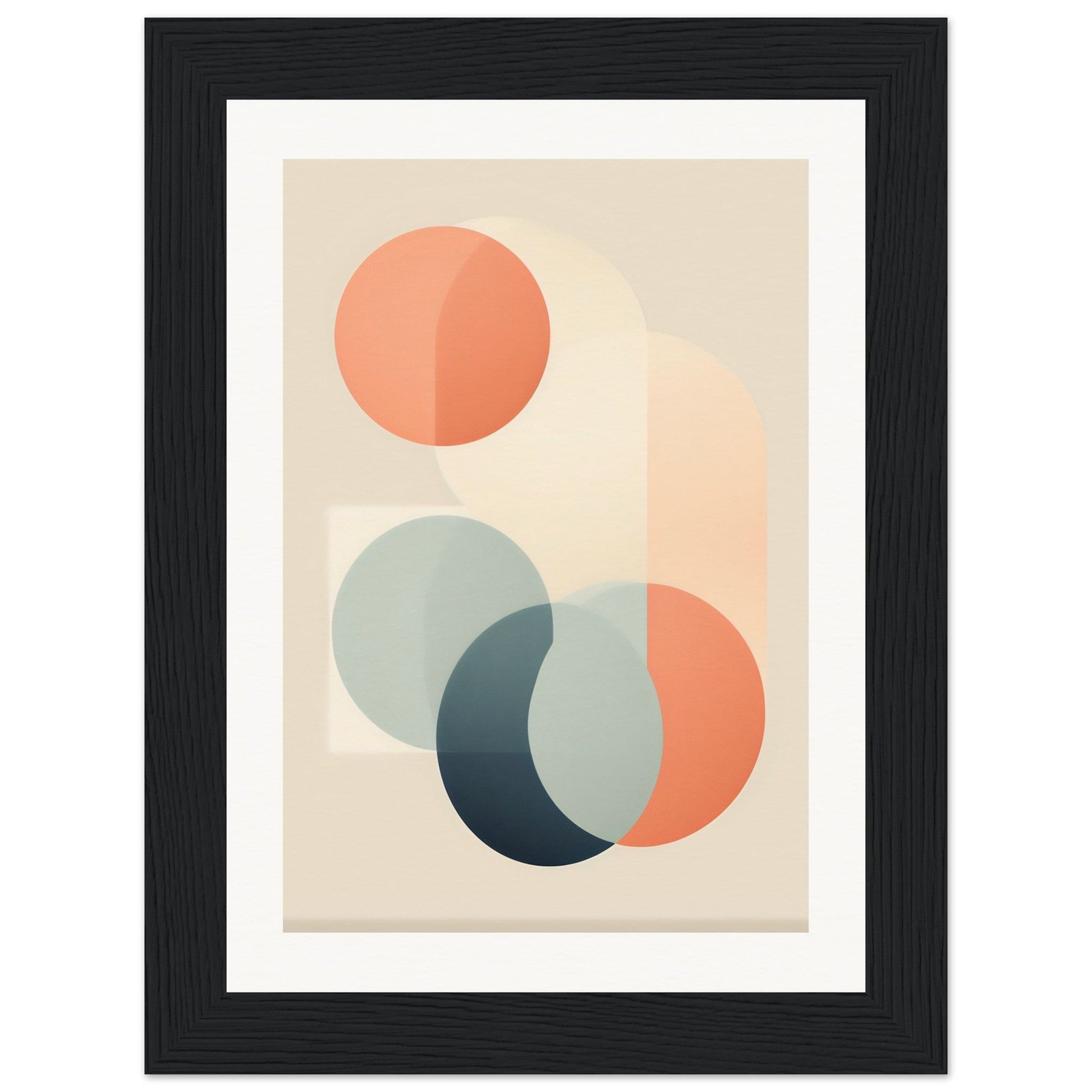 Abstract geometric artwork featuring overlapping circles in soft pastel colors.