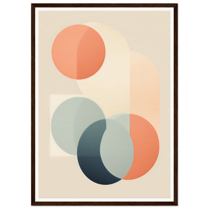 Abstract geometric artwork featuring overlapping circular shapes in muted pastel colors.