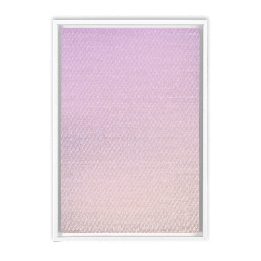 Framed pastel gradient artwork with soft pink and lavender hues.