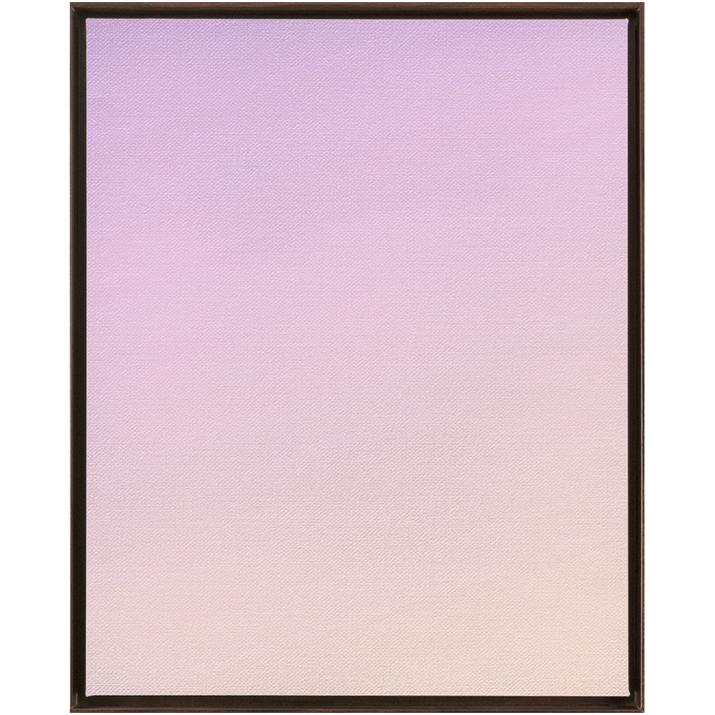 Framed gradient artwork transitioning from light purple to pale peach.