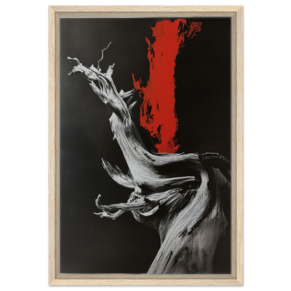 Twisted gnarled tree trunk with bare branches in Burned Redwood Dreaming room decor