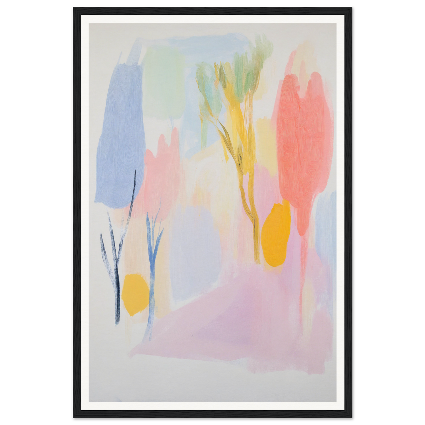 Framed abstract art with pastel colors, perfect for enhancing your room's interior design.