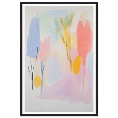 Framed abstract art with pastel colors, perfect for enhancing your room's interior design.