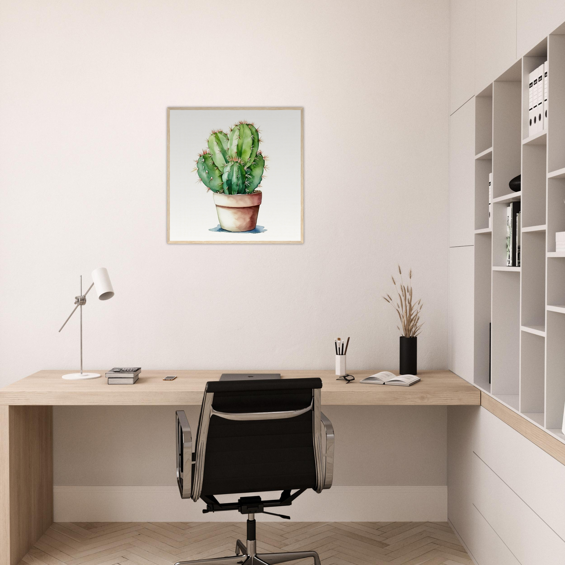 A cactus plant in a pot on a desk