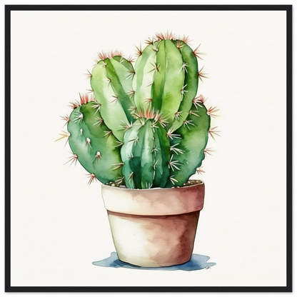 A cactus plant in a pot with watercolor paint