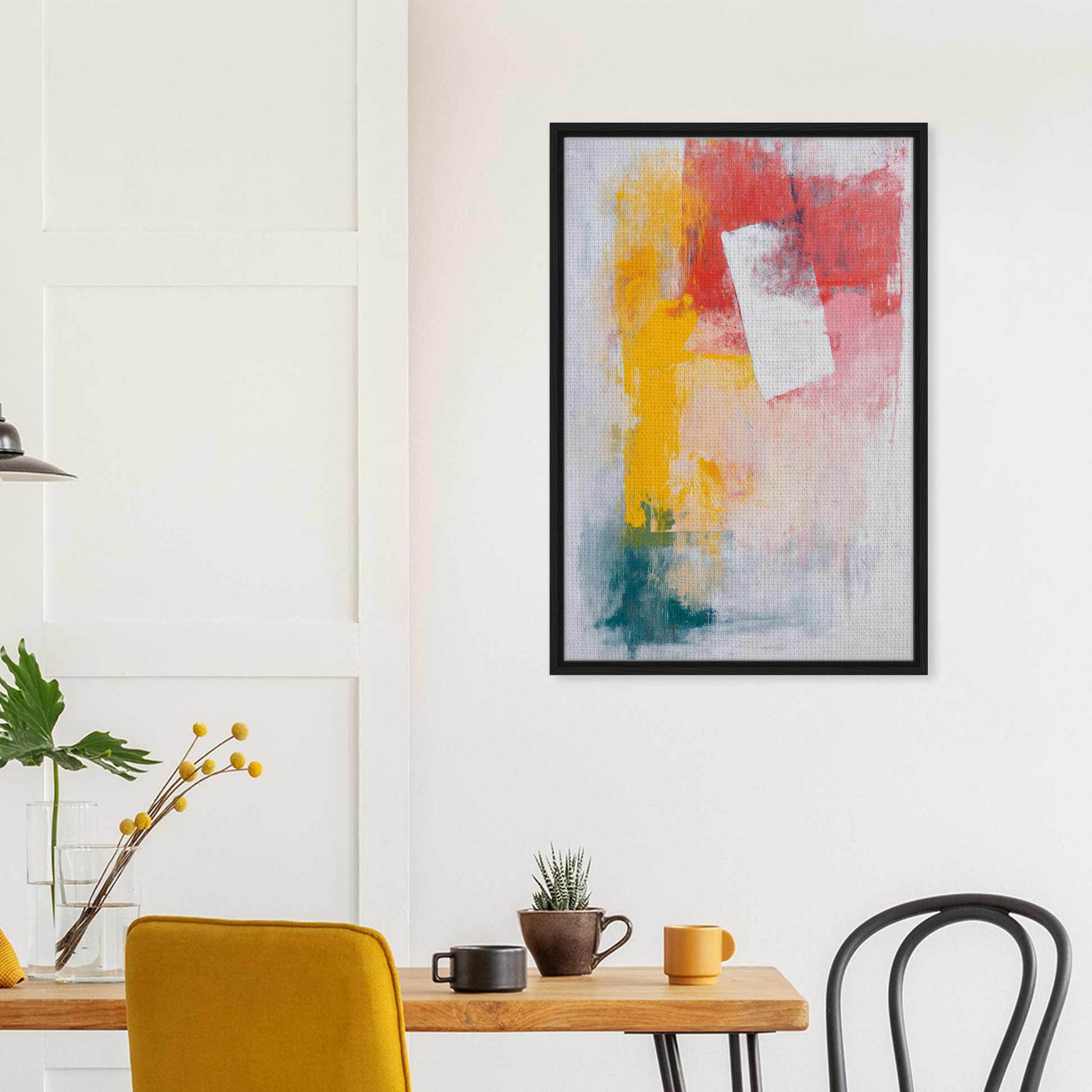 Vibrant Abstract Painting in Black Frame from Canvas Chaos Ballet Framed Collection