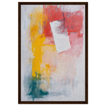 Vibrant Abstract Painting in Yellow, Red, and Teal - Framed Canvas Chaos Ballet Print