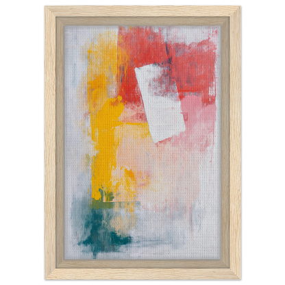 Abstract painting in vibrant red, yellow, and teal for Canvas Chaos Ballet room decor