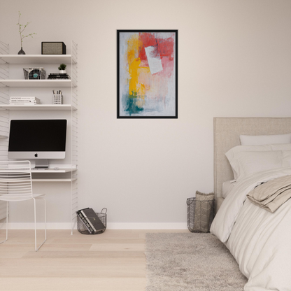 Modern bedroom with minimalist decor highlighting Canvas Chaos Ballet room decor artwork