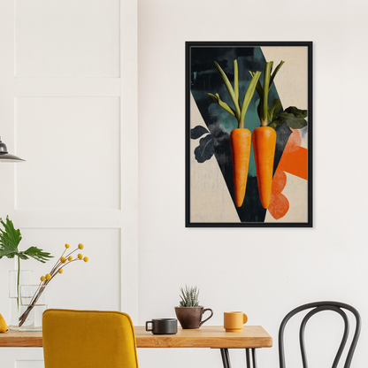 Framed canvas print of Carrot Zenith Fragments with vibrant orange carrots