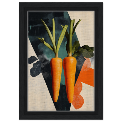 Two vibrant orange carrots with green tops, part of Carrot Zenith Fragments room decor