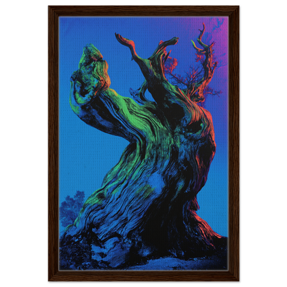 Twisted colorful tree trunk with gnarled branches in Celestial Arbor Gaze canvas print