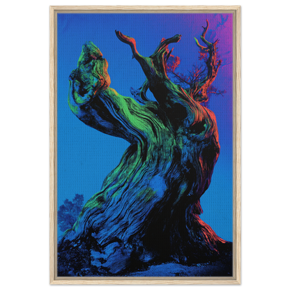 Twisted gnarled tree trunk with vivid colors in Celestial Arbor Gaze room decor