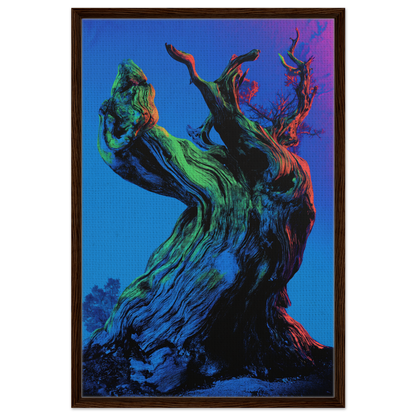 Twisted gnarled tree trunk in blue and green hues for Celestial Arbor Gaze room decor