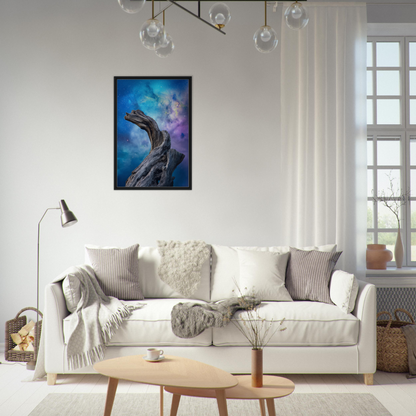 Colorful dragon head painting in Celestial Drift Saga framed canvas print