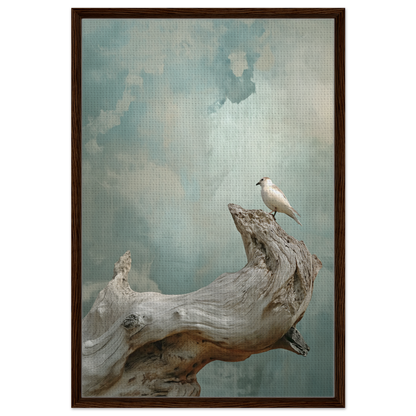 White bird on driftwood, perfect for Celestial Driftbird Devotion room decor