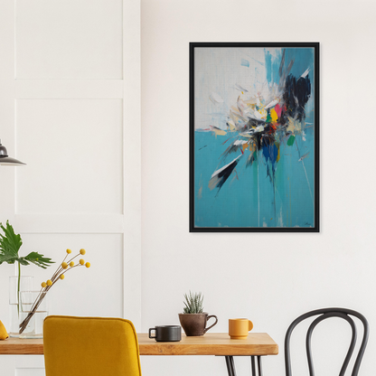 Vibrant abstract painting Chaos Calms Symphony in a black frame for stylish room decor