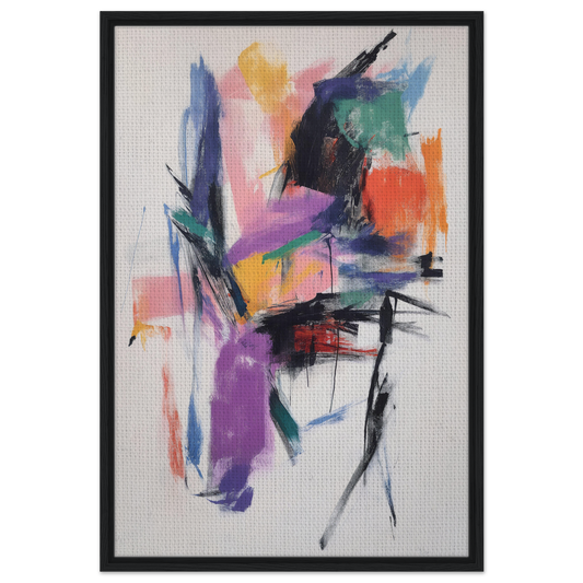 Abstract painting titled Chaos Color Waltz featuring vibrant brushstrokes in dynamic shapes