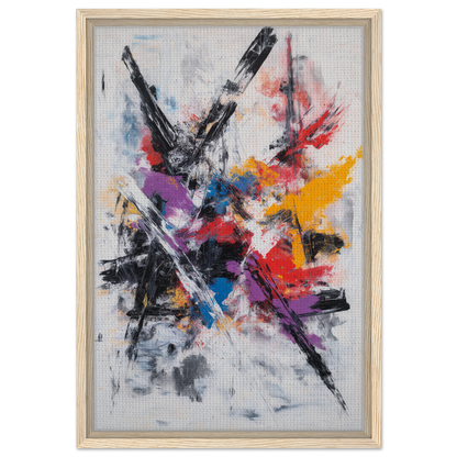 Abstract painting of Chaotic Color Symphony with bold brushstrokes for framed canvas wall decor