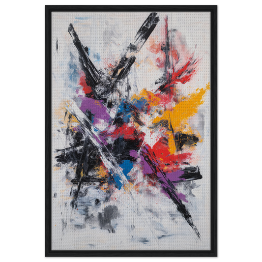 Abstract painting titled Chaotic Color Symphony with vibrant brushstrokes for room decor