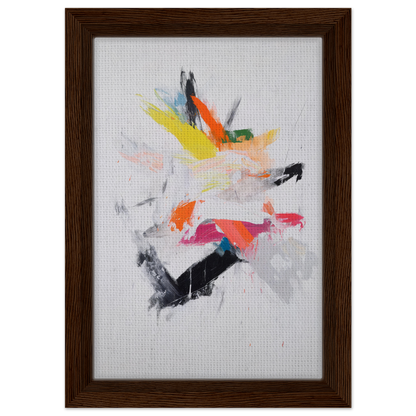 Abstract painting with colorful brushstrokes in a Chaotic Cosmic Tableau framed print