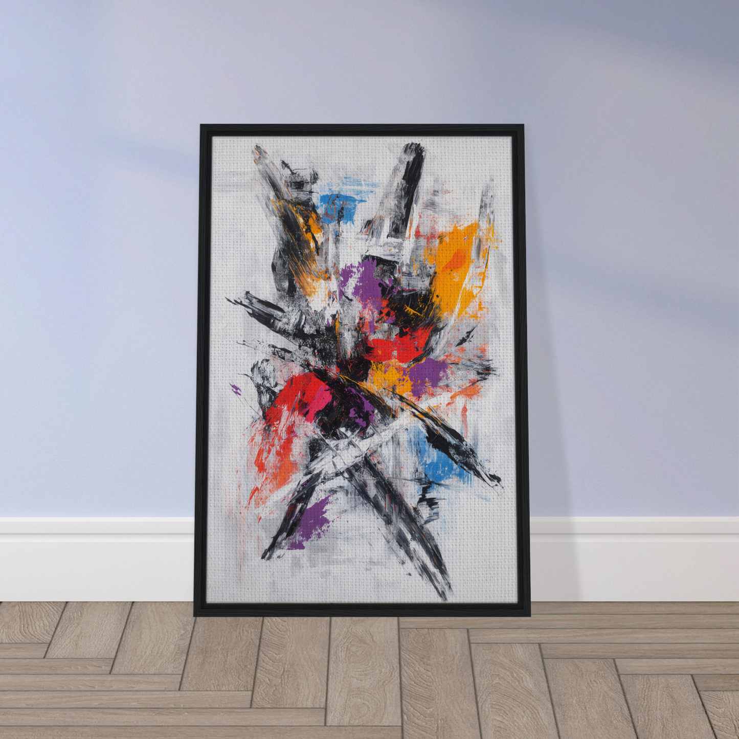 Abstract painting titled Chromatic Chaos Ballet with bold brushstrokes for stylish room decor