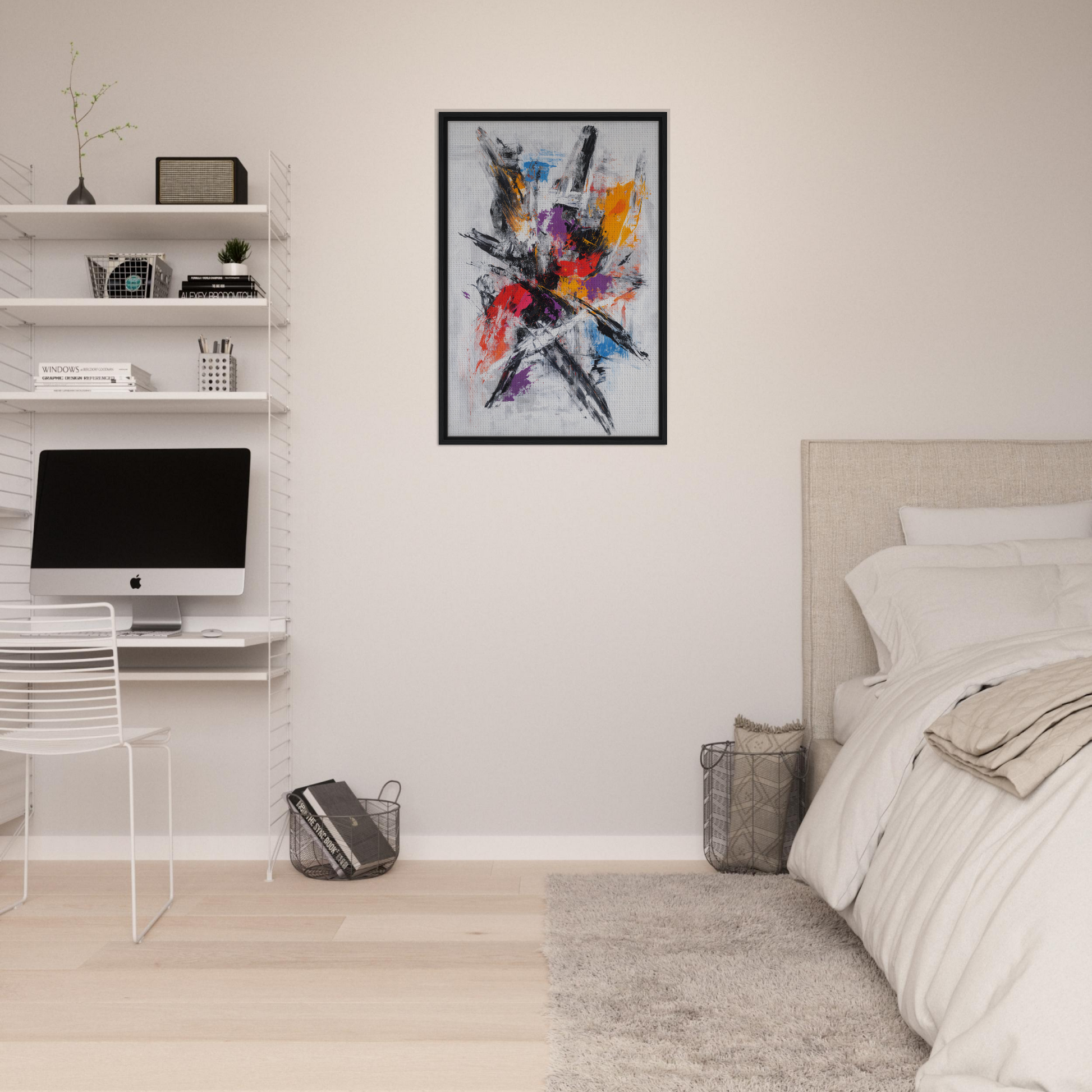 Colorful abstract painting in a black frame from Chromatic Chaos Ballet collection