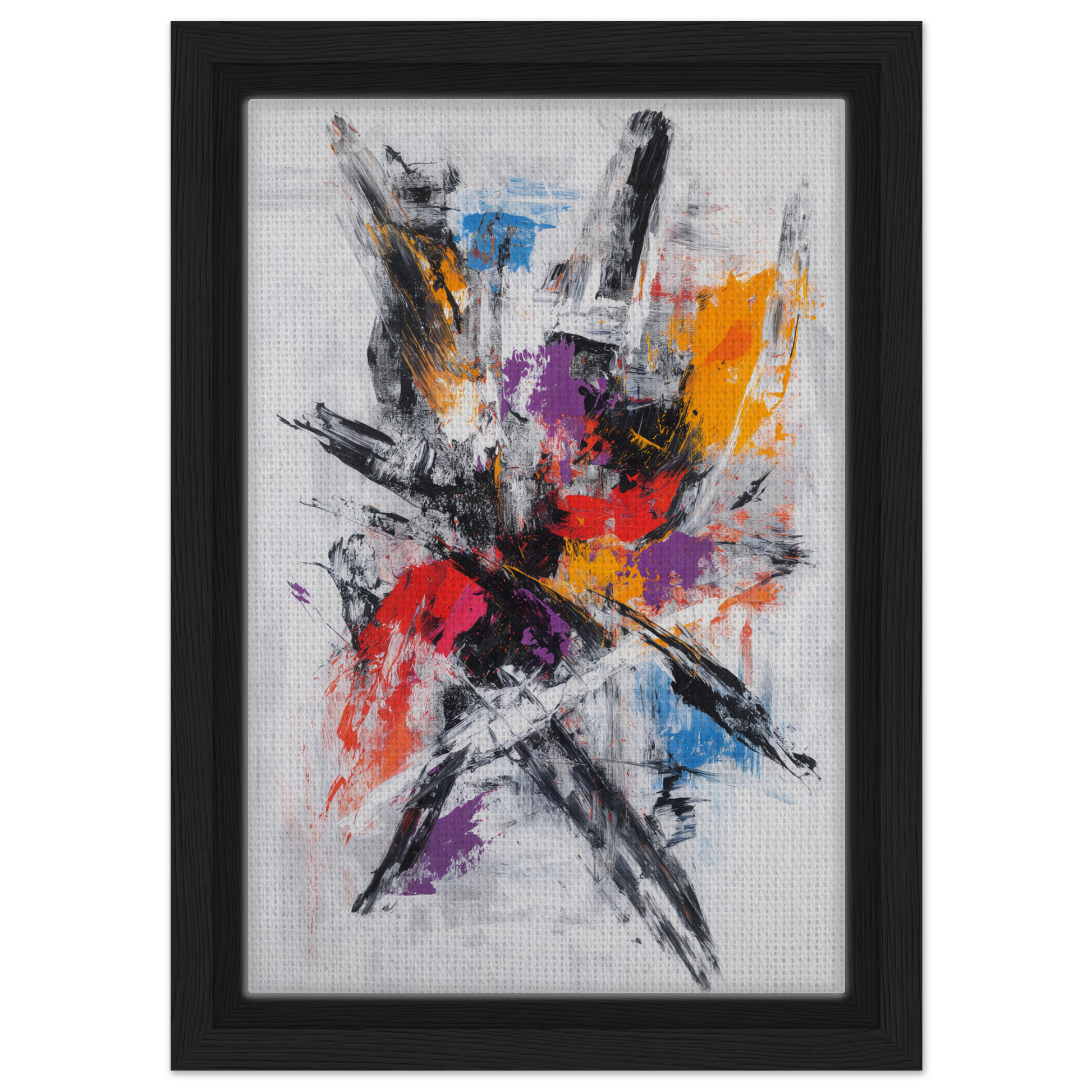 Abstract painting with bold strokes for Chromatic Chaos Ballet framed canvas print