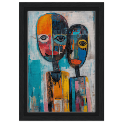 Abstract painting of stylized figures in a Chromatic Dreamscape for room decoration