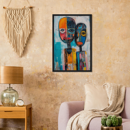 Abstract painting of two colorful faces for Chromatic Dreamscape Conversations room decoration