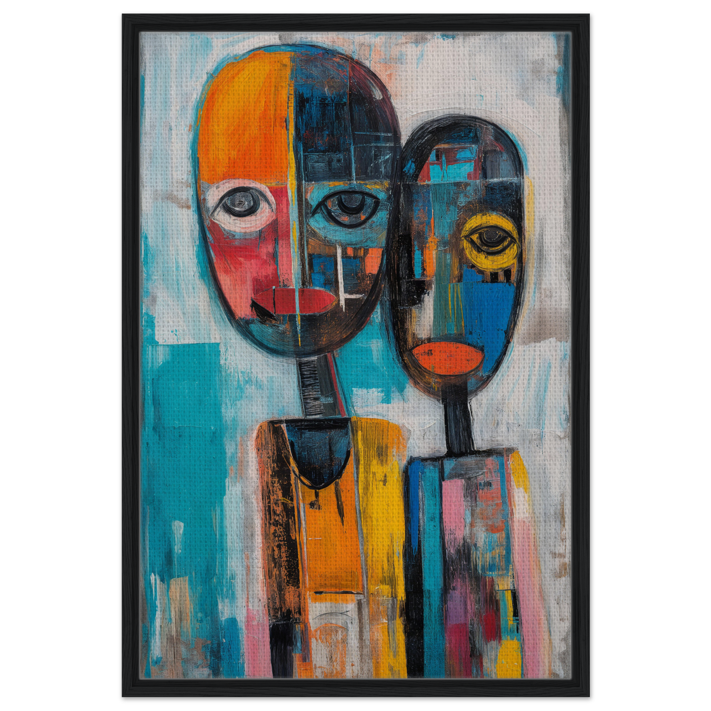 Abstract painting of two faces in vibrant colors for Chromatic Dreamscape Conversations