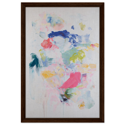 Abstract watercolor painting in soft pastel colors, framed as Chromatic Jazz Revelry