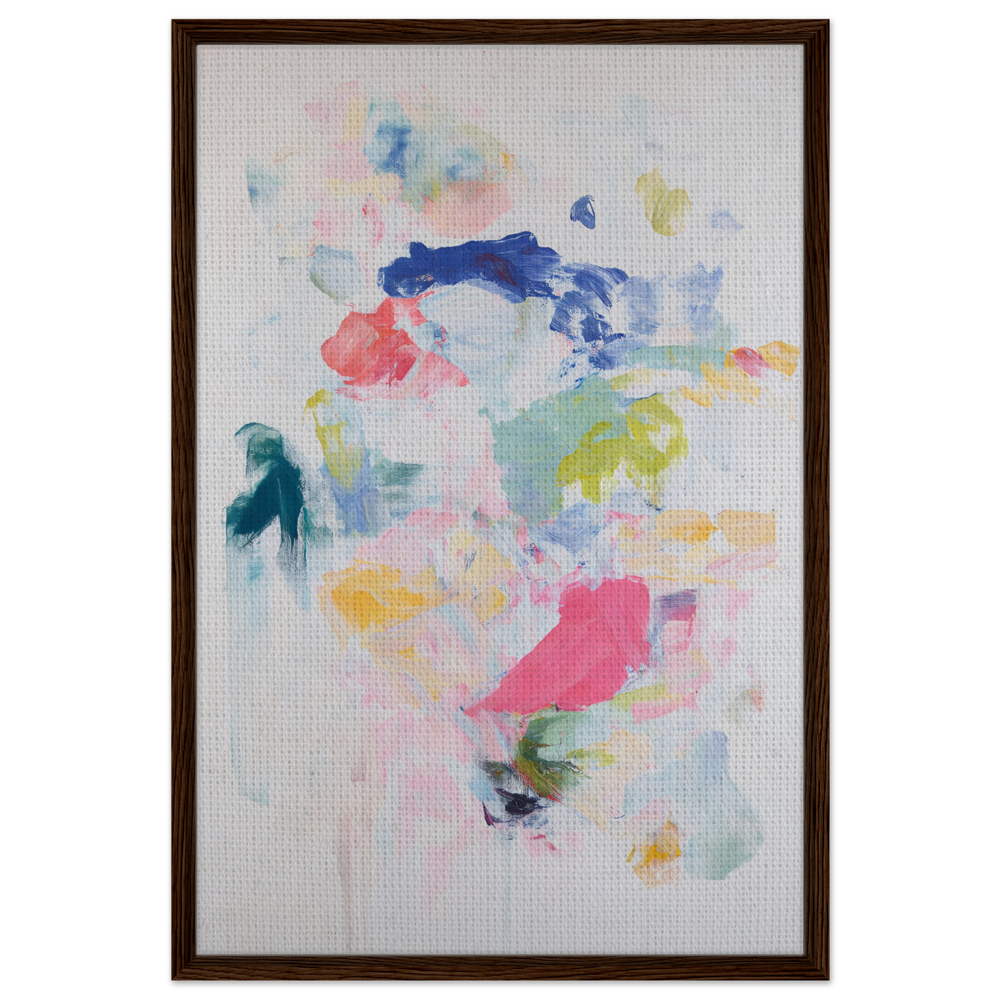 Abstract watercolor painting in soft pastels, framed canvas print for Chromatic Jazz Revelry