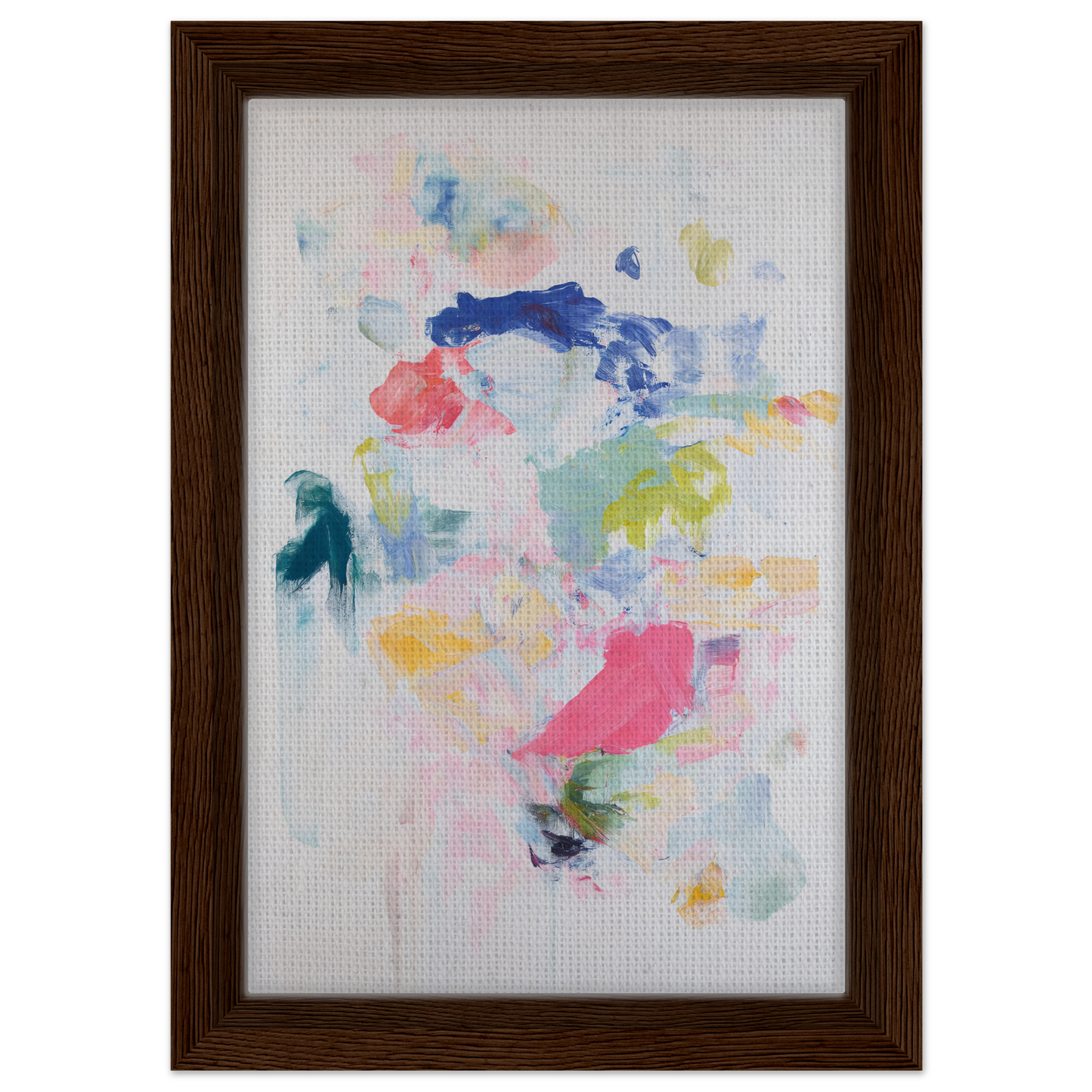 Abstract watercolor painting in pastel colors framed for Chromatic Jazz Revelry room decor