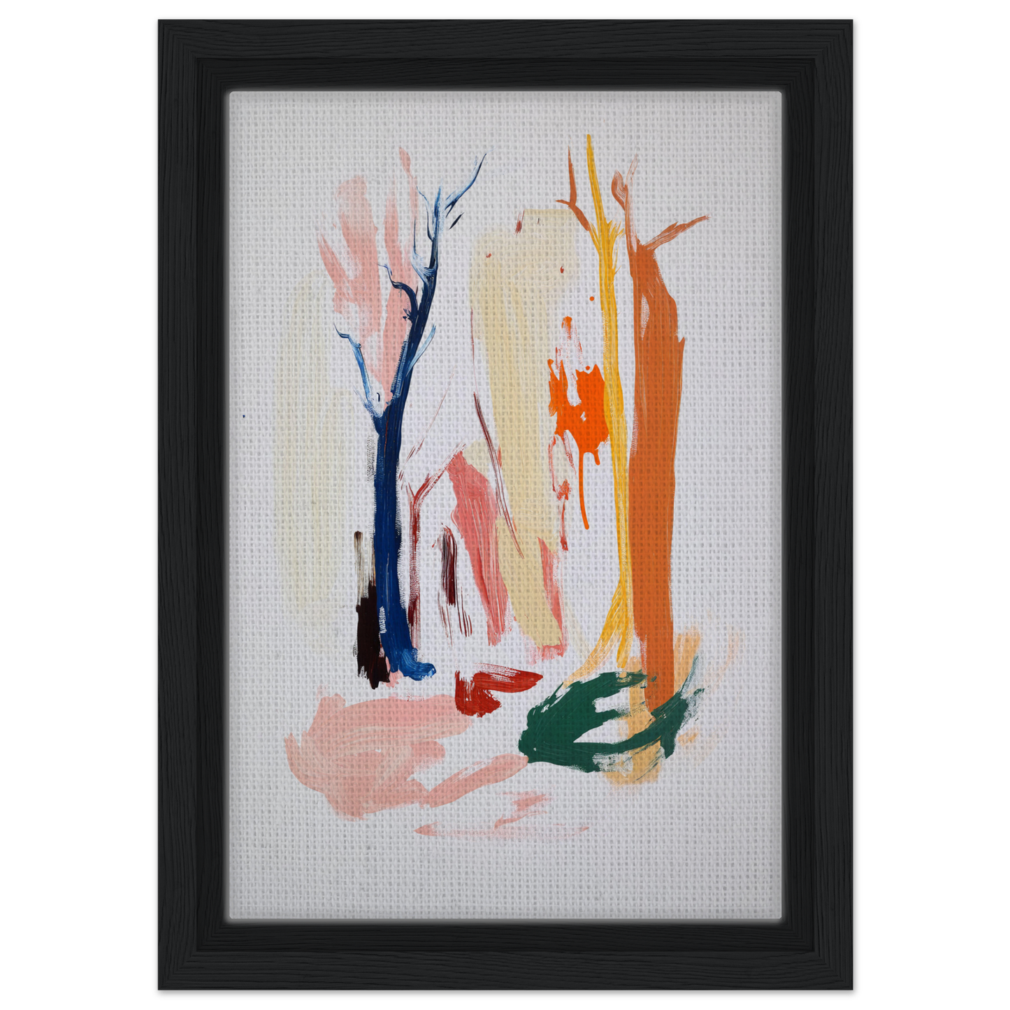 Abstract painting with colorful brushstrokes in Chromatic Life Forest framed canvas print