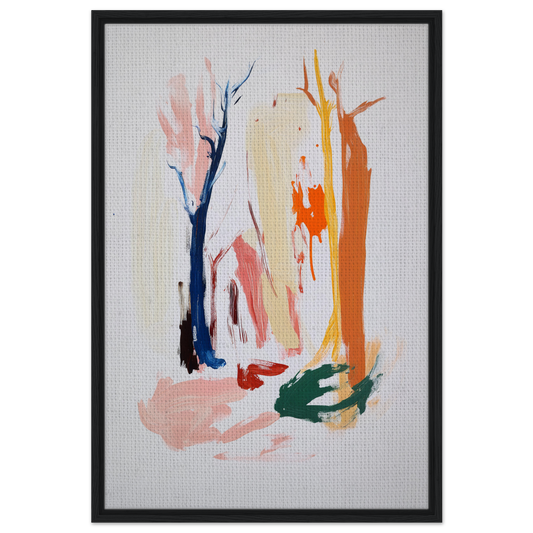 Abstract painting of colorful tree shapes for Chromatic Life Forest framed canvas print