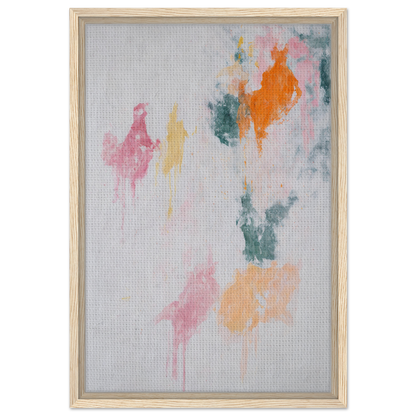 Abstract painting with colorful splotches on light background, Chromatic Rapture Dreaming framed canvas print