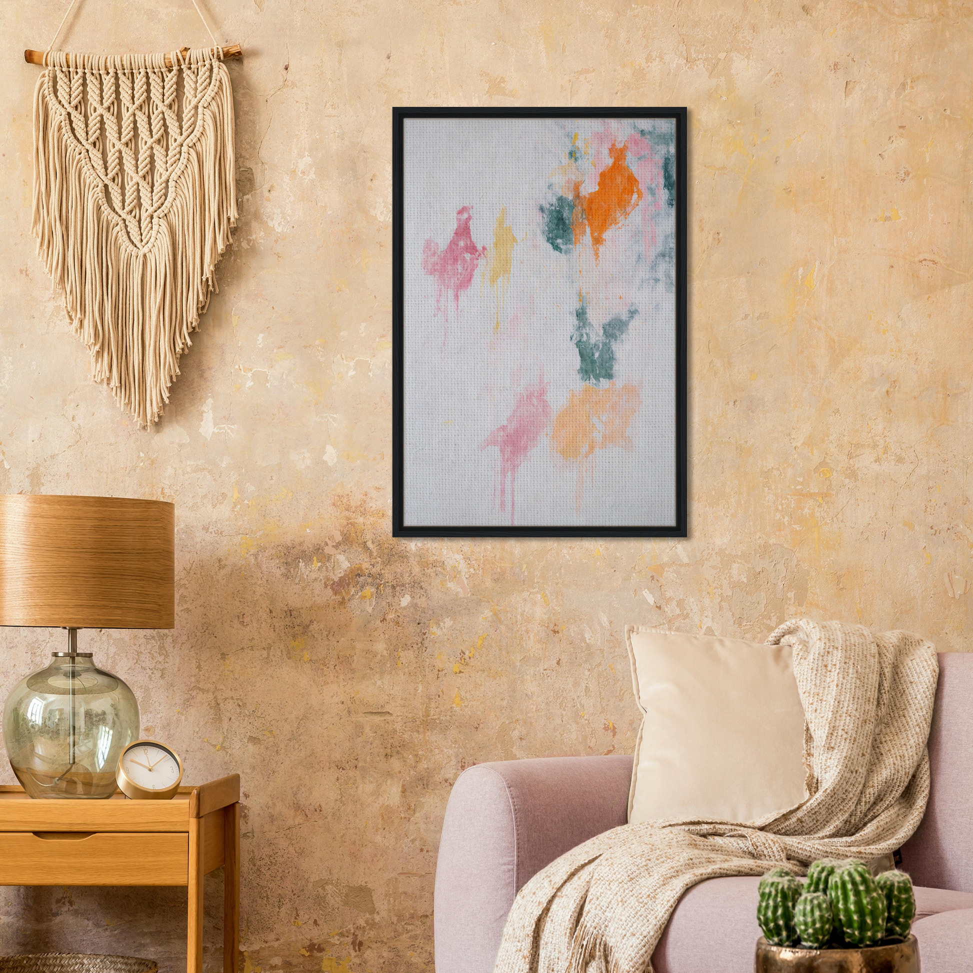 Framed abstract watercolor painting in pastel colors from Chromatic Rapture Dreaming