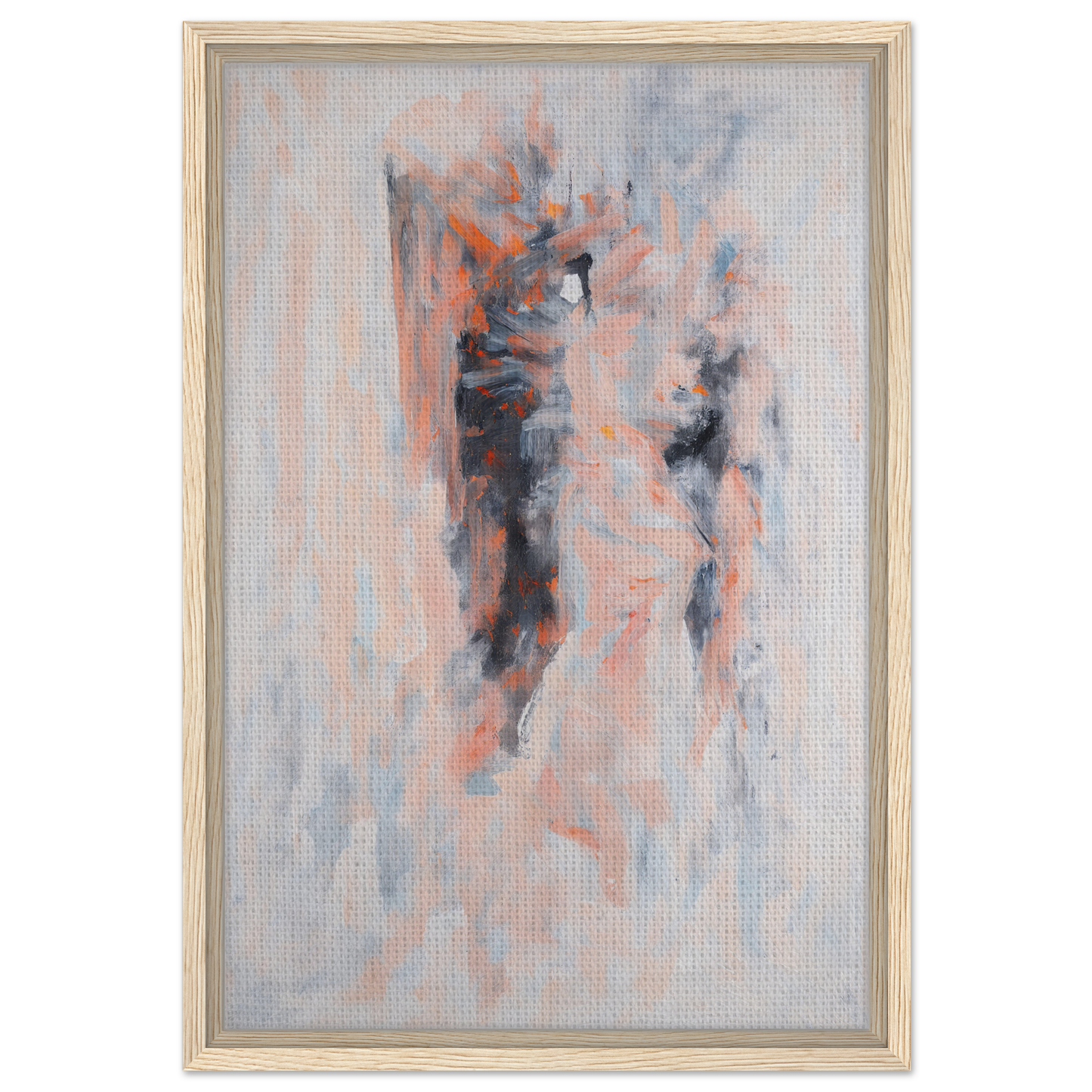 Abstract painting in muted pink, gray, and blue tones for Chromatic Tango 雲兒 room decor