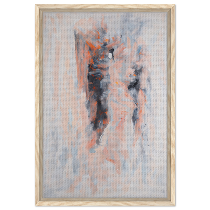 Abstract painting in muted pink, gray, and blue tones for Chromatic Tango 雲兒 room decor