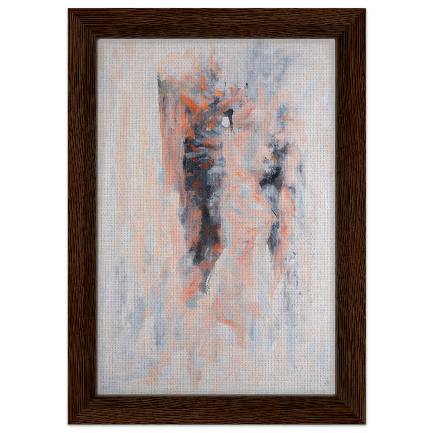 Abstract painting in muted peach, gray, and blue for Chromatic Tango 雲兒 room decor