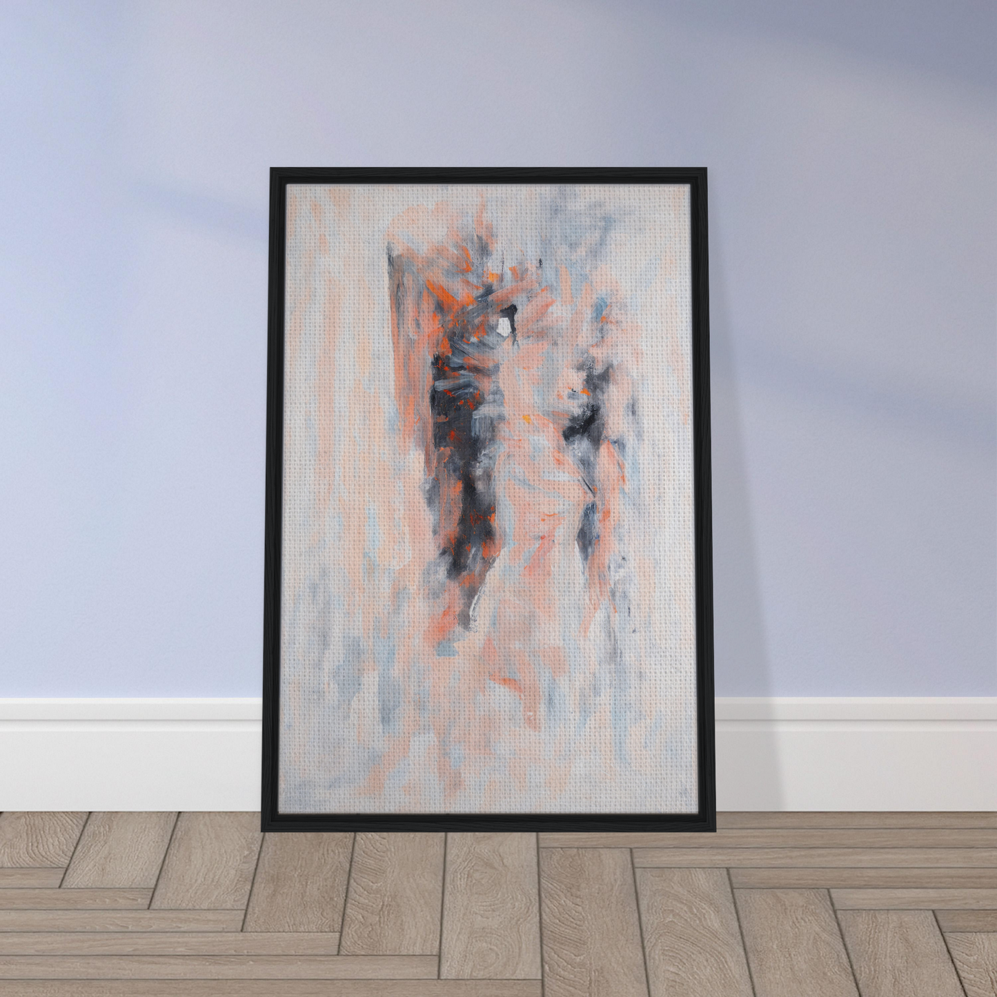 Framed abstract painting in muted pastels, ideal for Chromatic Tango 雲兒 room decor