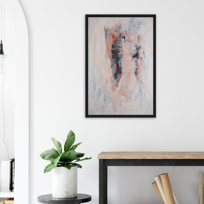 Abstract painting in muted pastels, framed canvas print named Chromatic Tango 雲兒