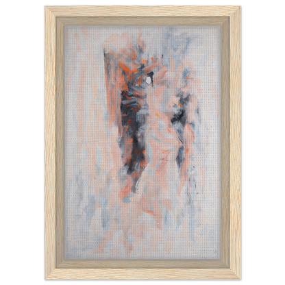 Abstract painting in muted gray, peach, and blue framed canvas print Chromatic Tango 雲兒