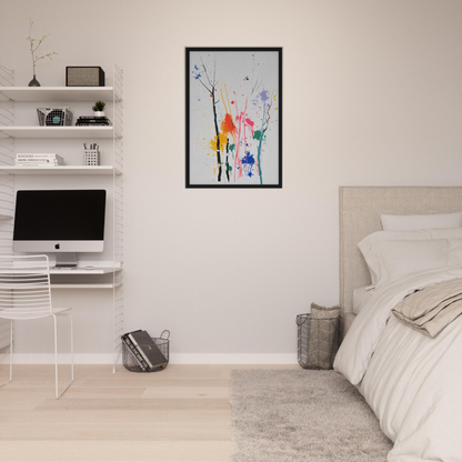 Colorful abstract artwork in black frame enhancing the Chromatic Zen Arborjeta design