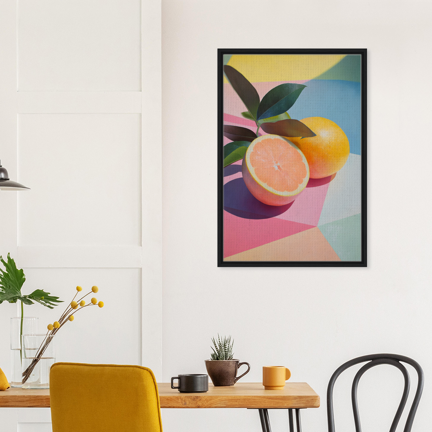 Framed abstract Citrus Kaleidoscope Medley artwork for vibrant room decor on Shopify Planet