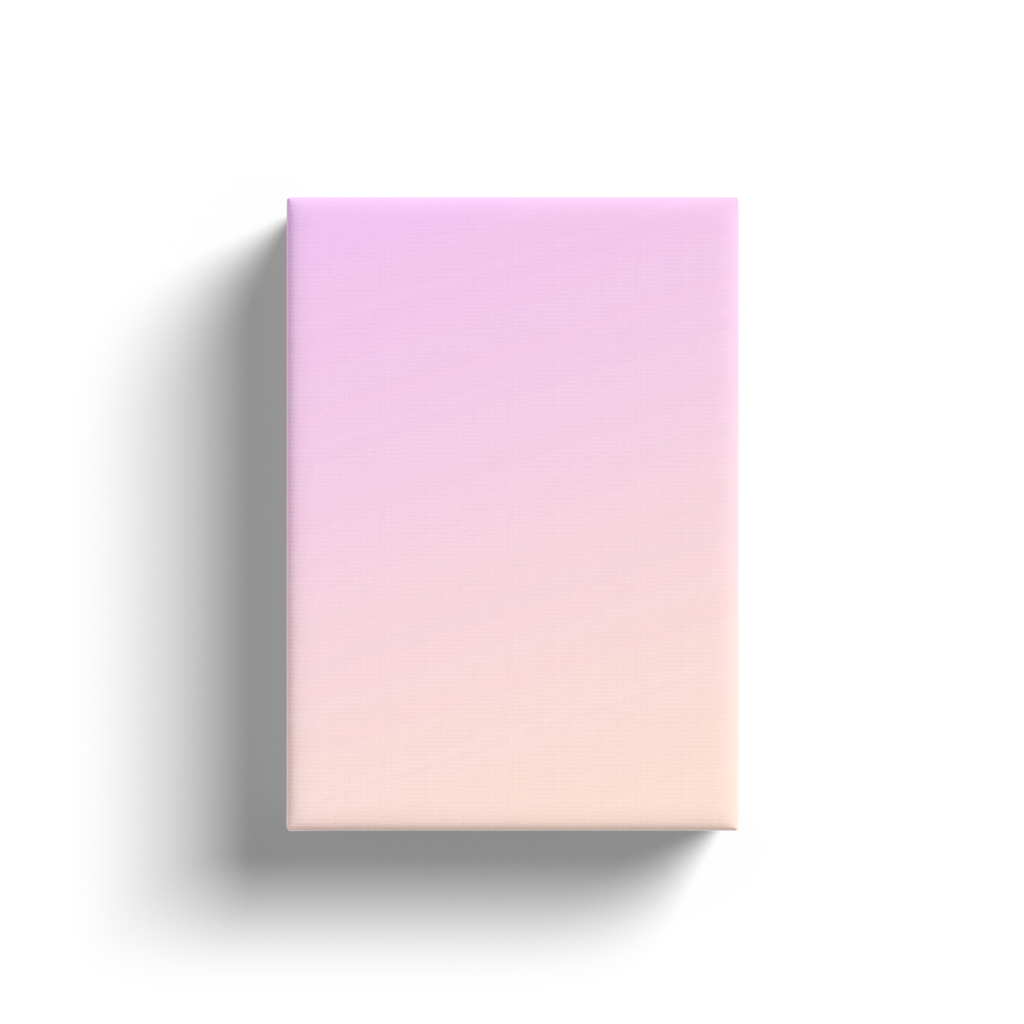 A close up of a pink and purple square on a white surface